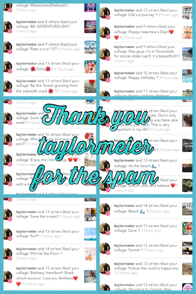 Thank you taylormeier for the spam