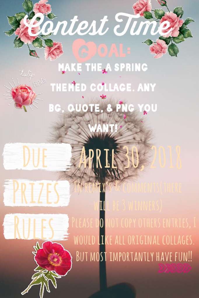 Click—>🌸🌷
Yay!!! 300 follower Contest!💕 This contest will end ARRIL 30th. Anything entered after that will not be counted. Prizes will be in comments/remix’s. Ilysm💕💕