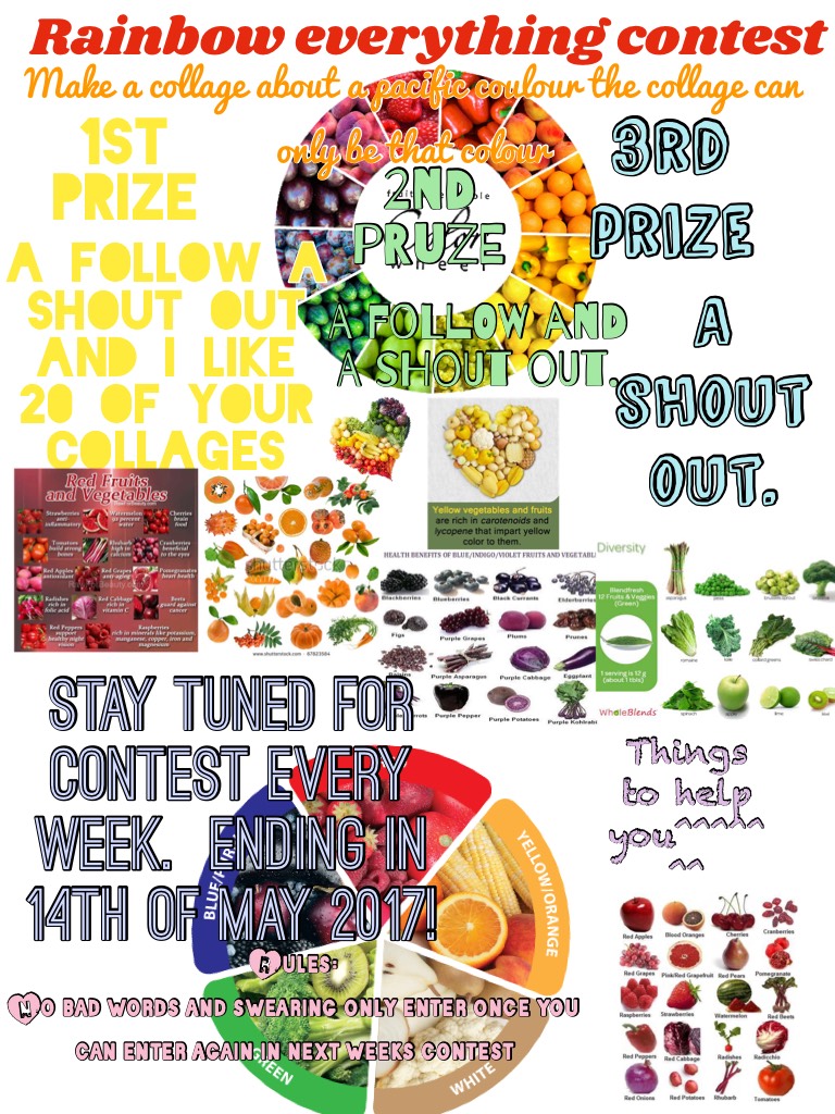 1st prize follow, shoutout and I like 20 of your collages.
2nd prize follow and shout out
3rd shout out