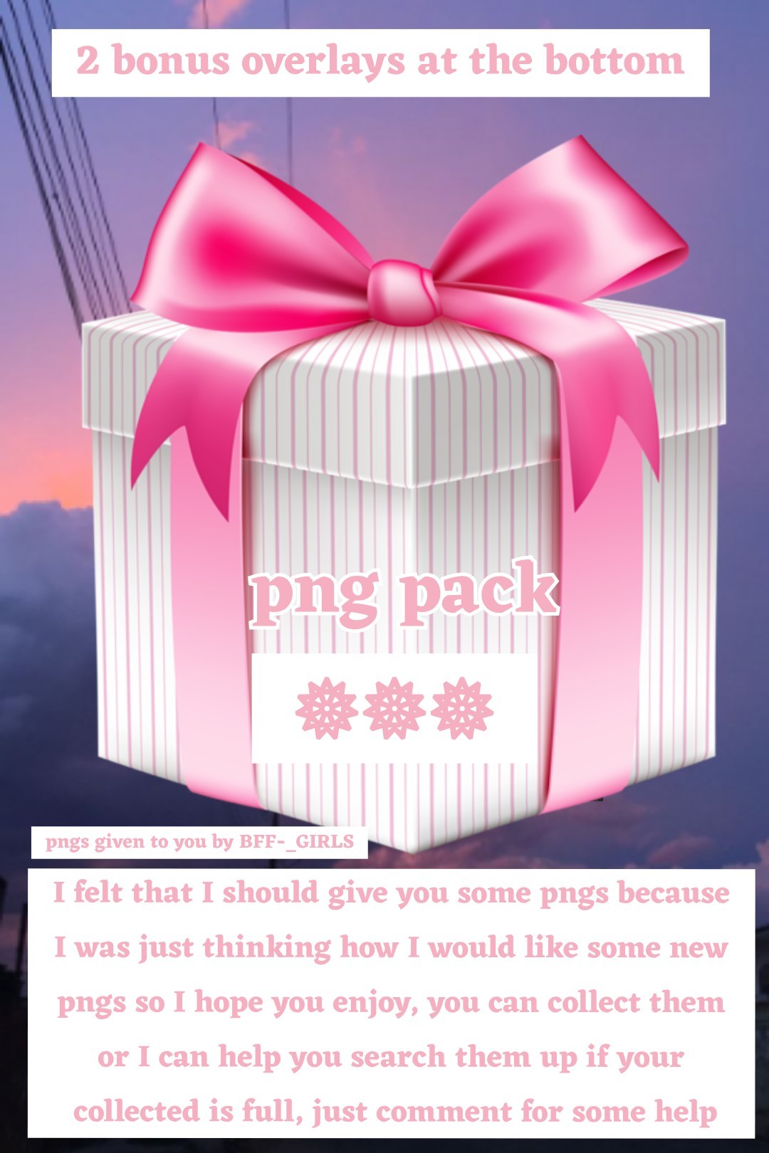 Png pack by BFF-_GIRLS with bonus overlays at the bottom 