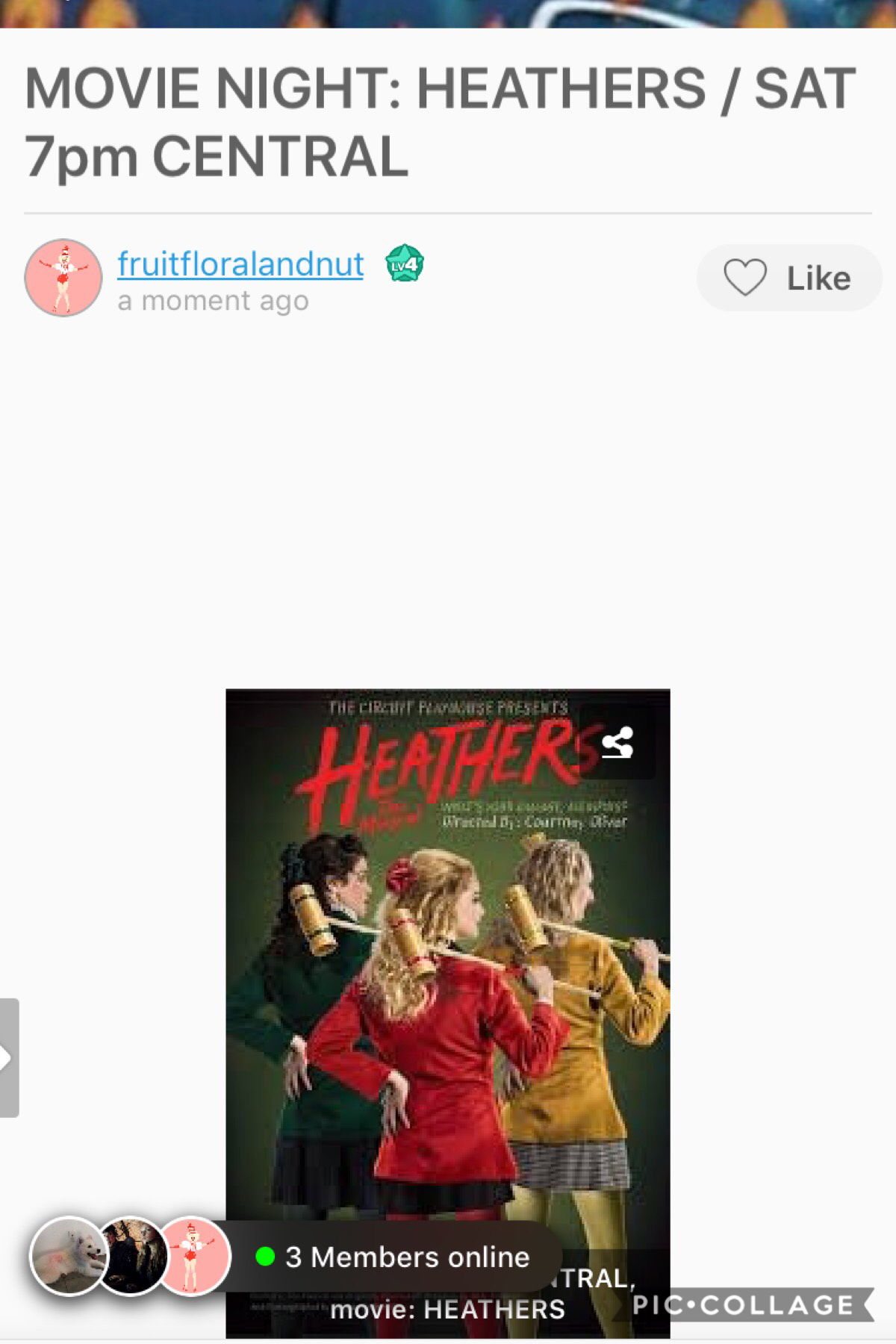 Me, @anobrain, @airborneburrito, and (?) @openthebible r gonna see heathers together on my amino. If yall wanna join pls do. Itl be so fun
