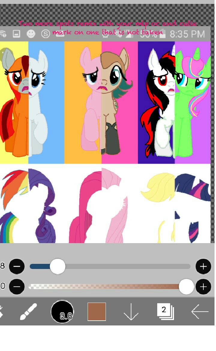 Two more spots remix with your mlp oc and cutie mark on one that is not taken