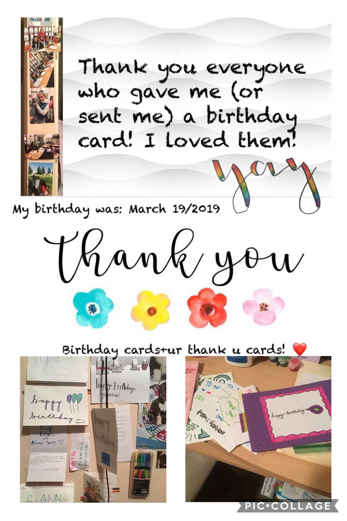 🎂Tap 🎂
Thank YOU EVERYONE WHO MADE MEH A BIRTHDAY CARD! I came to school that day and everyone came running towards me handing me gifts and cards ♥️😂I love my friends! Thank you! Even the people who sent me a birthday card! There were so many cards to rea