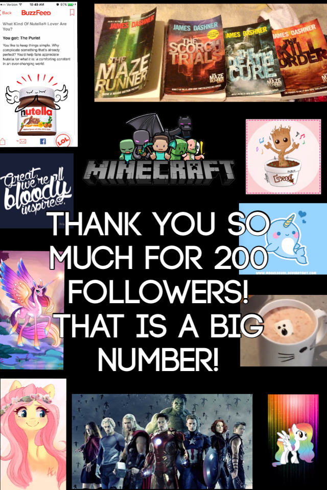 200 followers!! This is a collage of the few things that I like! 