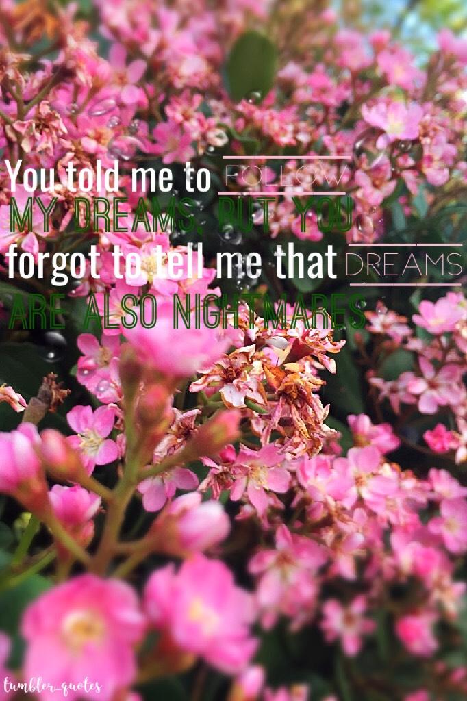 -💕💕💕-
You told me to follow my dreams, but you forgot to tell me that dreams are also nightmares
