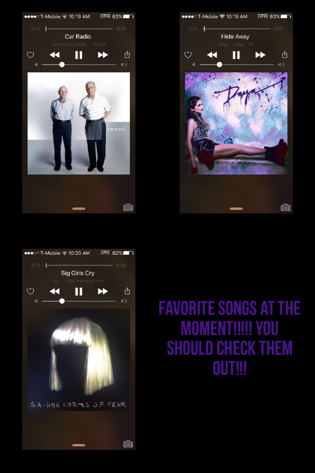 Favorite songs at the moment!!!!! You should check them out!!!