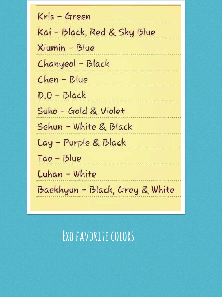 Exo favorite colors