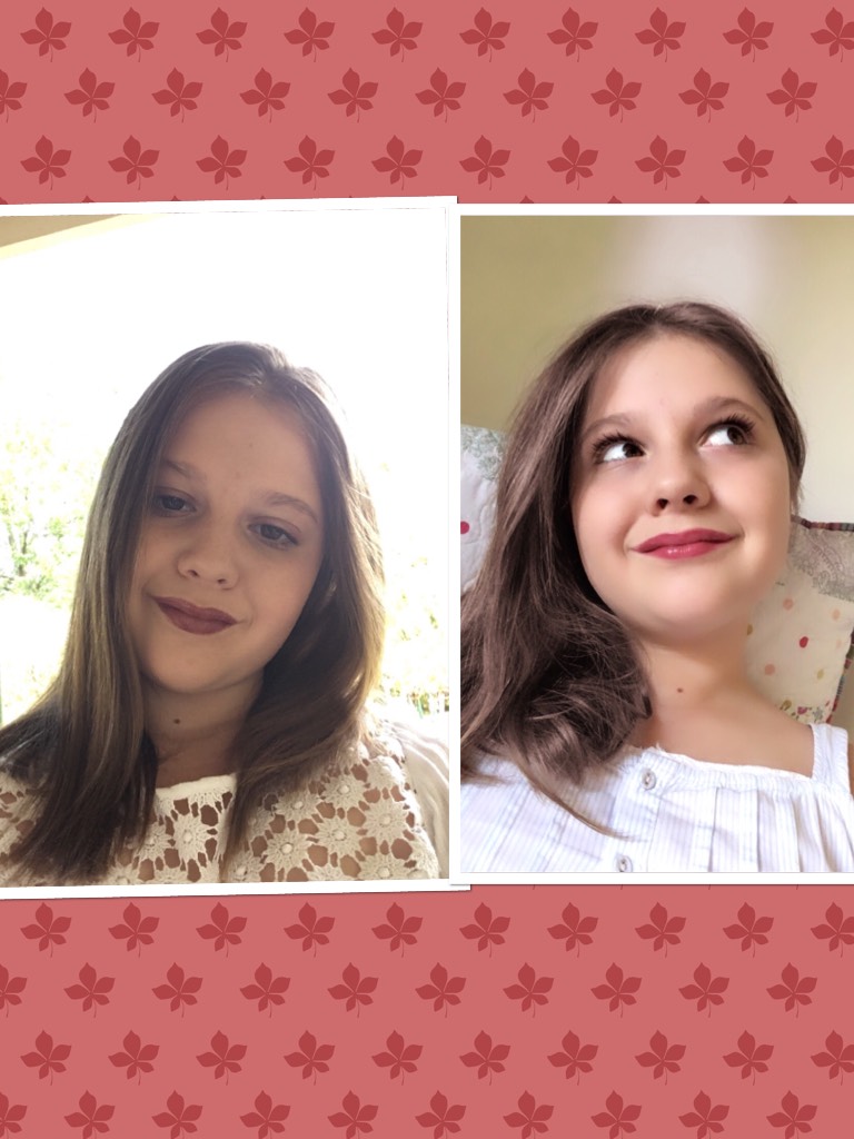 The one on the right is when I died my hair and the one on the left is me now that was my normal colour hair because I washed the die out because I hated the colour, and mostly the makeup is the same except different lipstick 
