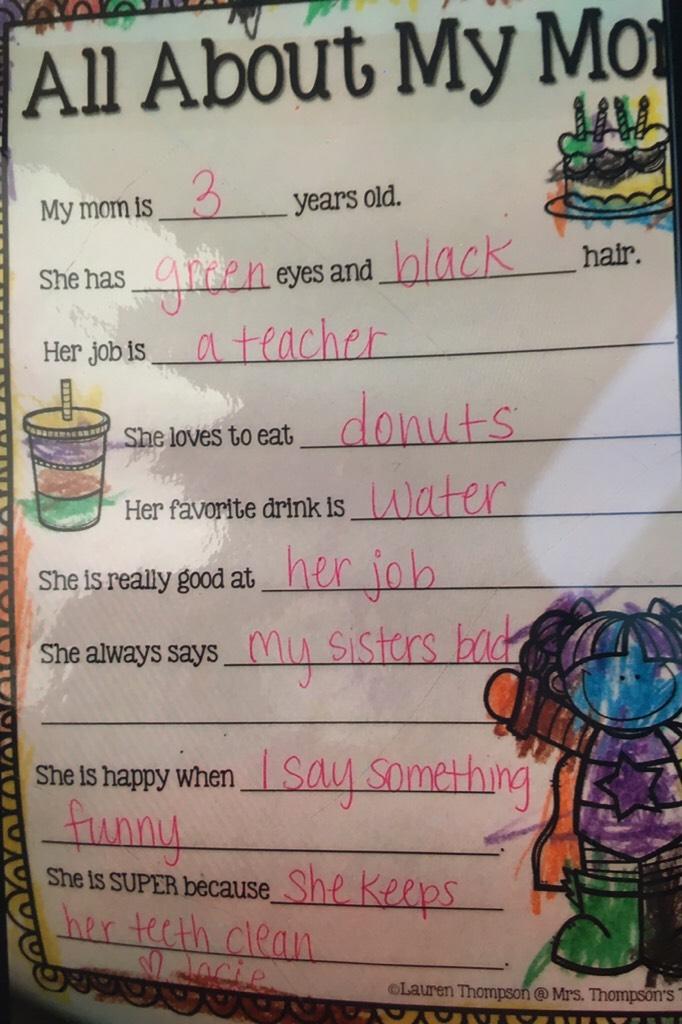 Lol look what my 3 year old sister did for my mom 