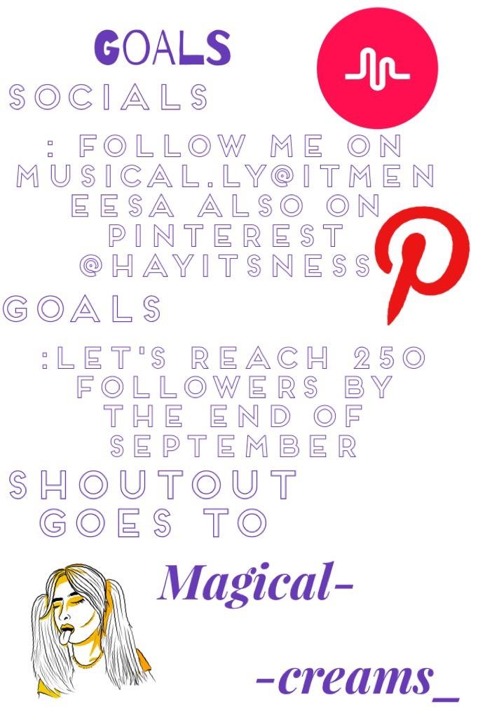 Congrats Magical-💕🎊
Let's reach our goals!!!
And follow me on musical.ly @itsmeneesa and Pinterest @hayitsness