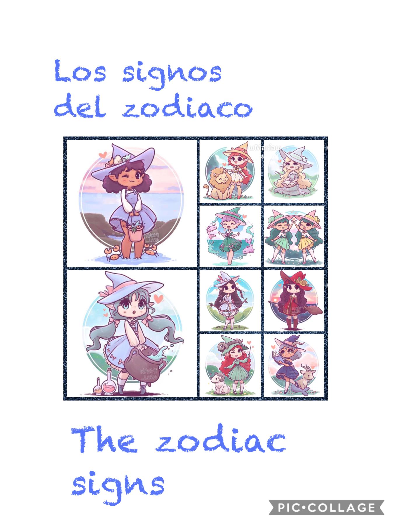 The zodiac signs, los signos del zodiaco 
