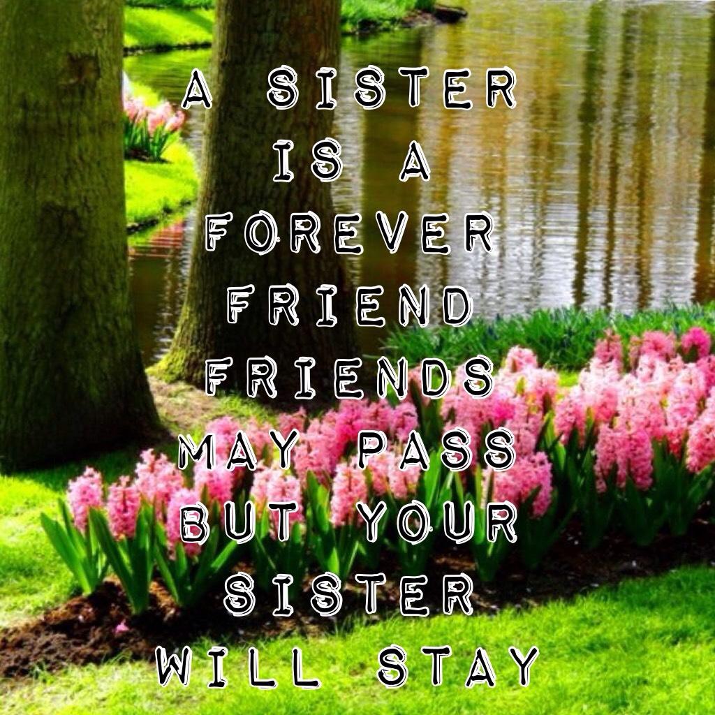 A sister is a forever friend friends may pass but your sister will stay!! Love you Ruthie 😘