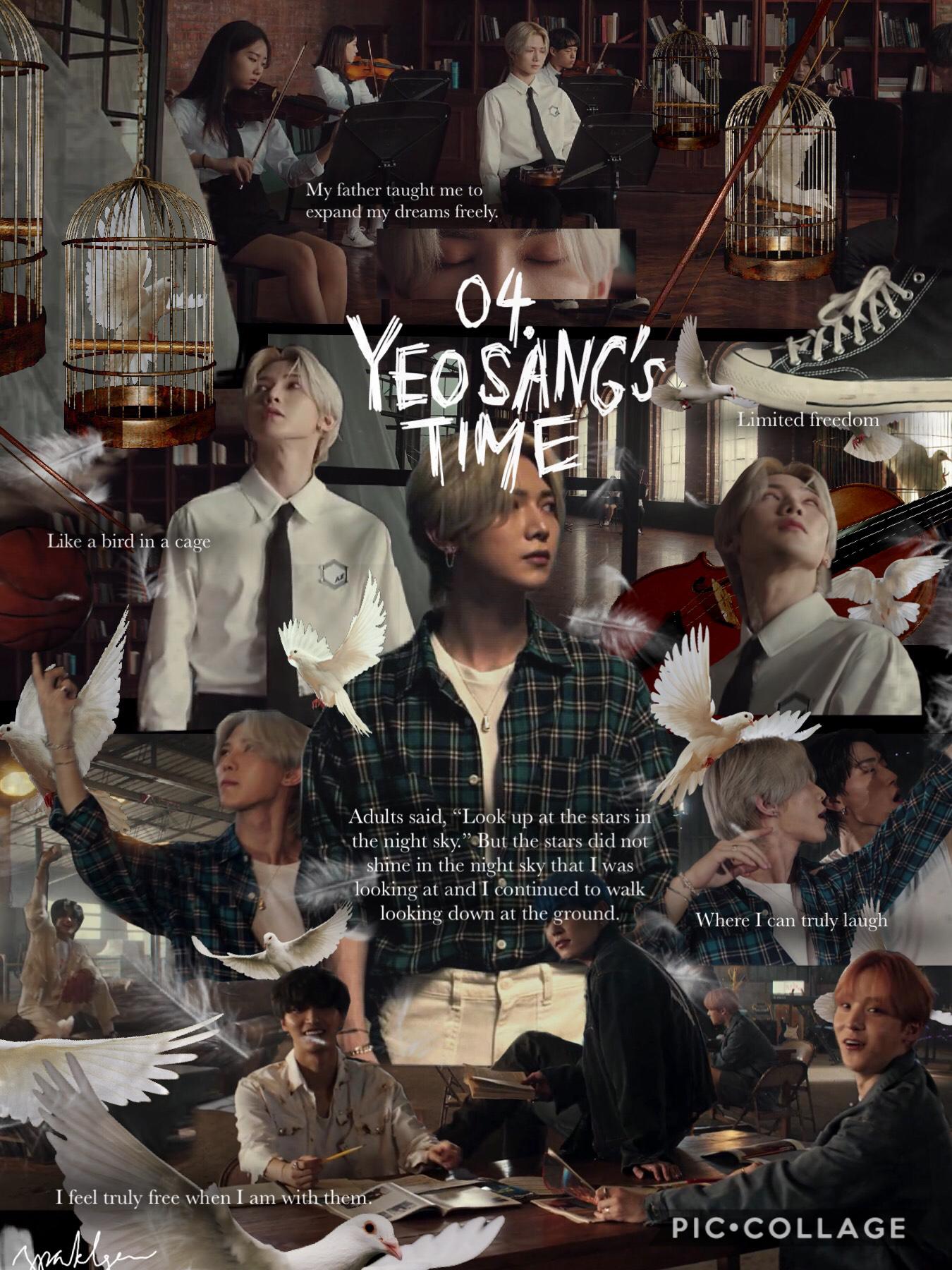 [5/10] 04. “Yeosang’s Time” |YS talks about “time” & “adults” so maybe he doesn’t want to grow up (peter pan/lost boys reference) & give into society’s standards of success/maturity (the violins) because it gives him limited freedom (birdcage)