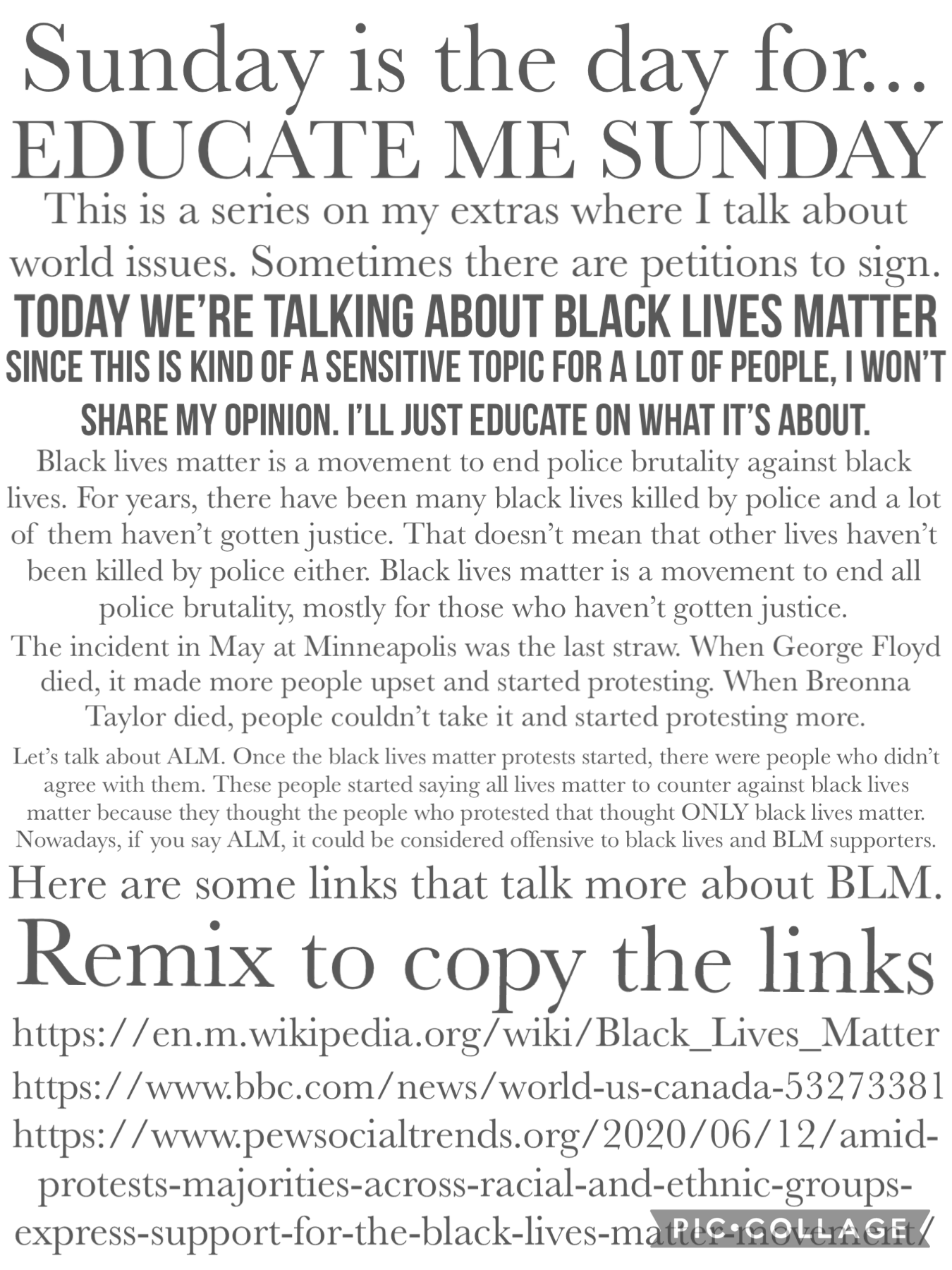 Educate Me Sunday, February 7th: Black Lives Matter