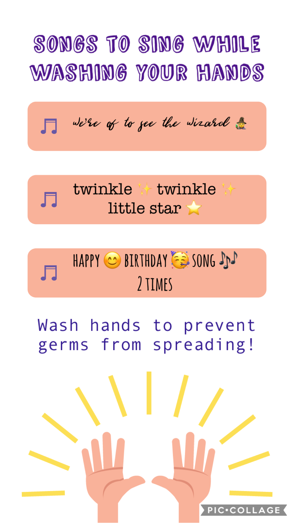 stay safe! wash 🧼 your hands 🙌🏽! here are a few songs to help you with that