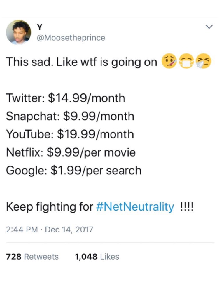 UM I'M SORRY, I'M NOT PAYING FOR EVERY GOOGLE SEARCH. Please fight to save net neutrality!!!! 