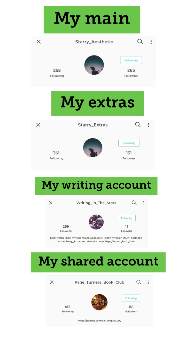 The 4 accounts I use
