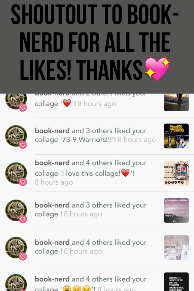 Shoutout to BOOK-NERD for all the likes! Thanks💖💖💖💖