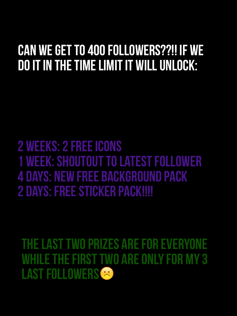 Please follow to win these prizes!!!!!
