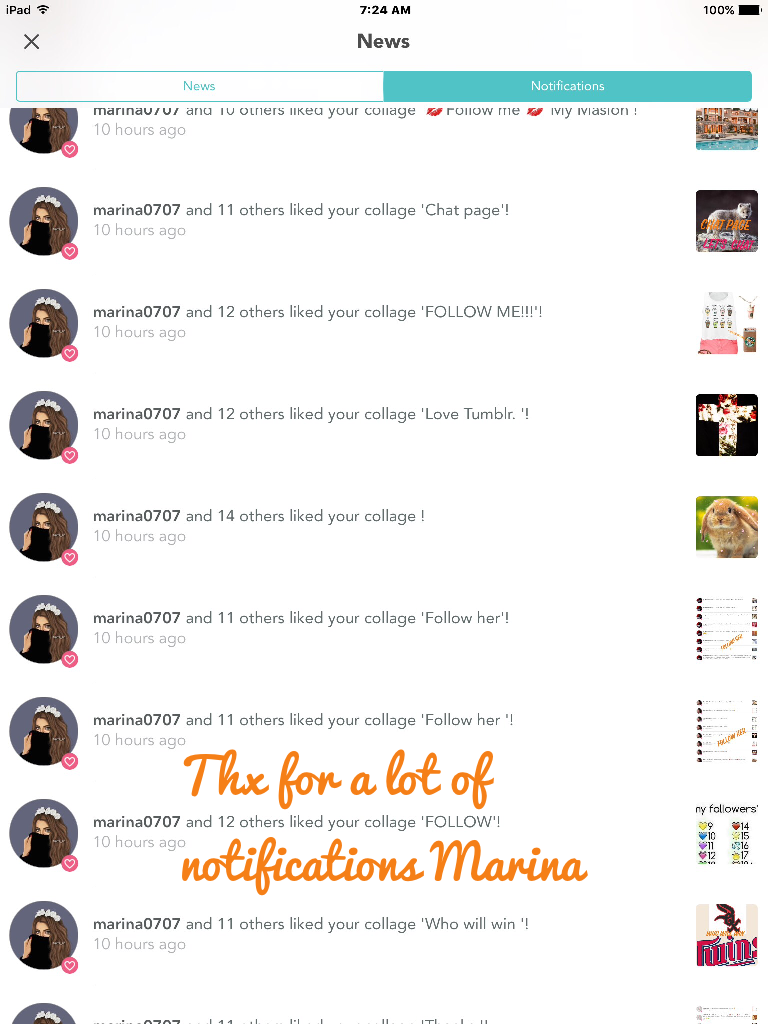 Thx for a lot of notifications Marina

