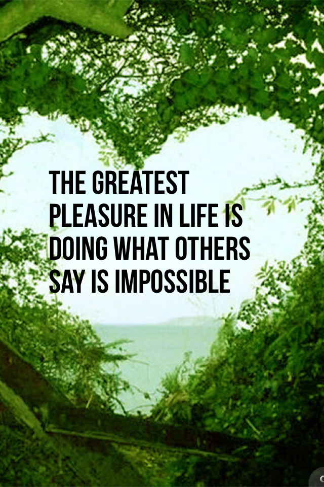 The greatest pleasure in life is doing what others say is impossible 