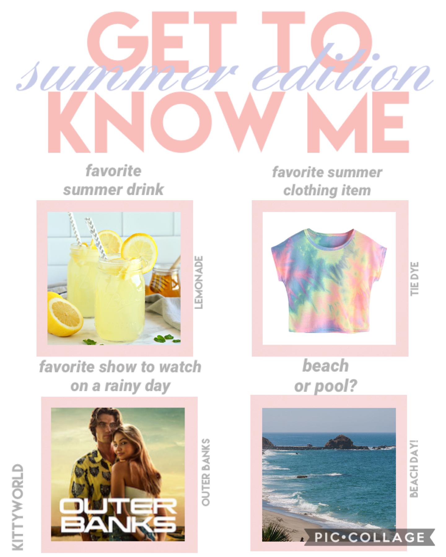 🏖tap🏖
get to know me a little better! like and comment! if you want one for the fall remix this collage! 
💗love you all!💗
have a great summer!