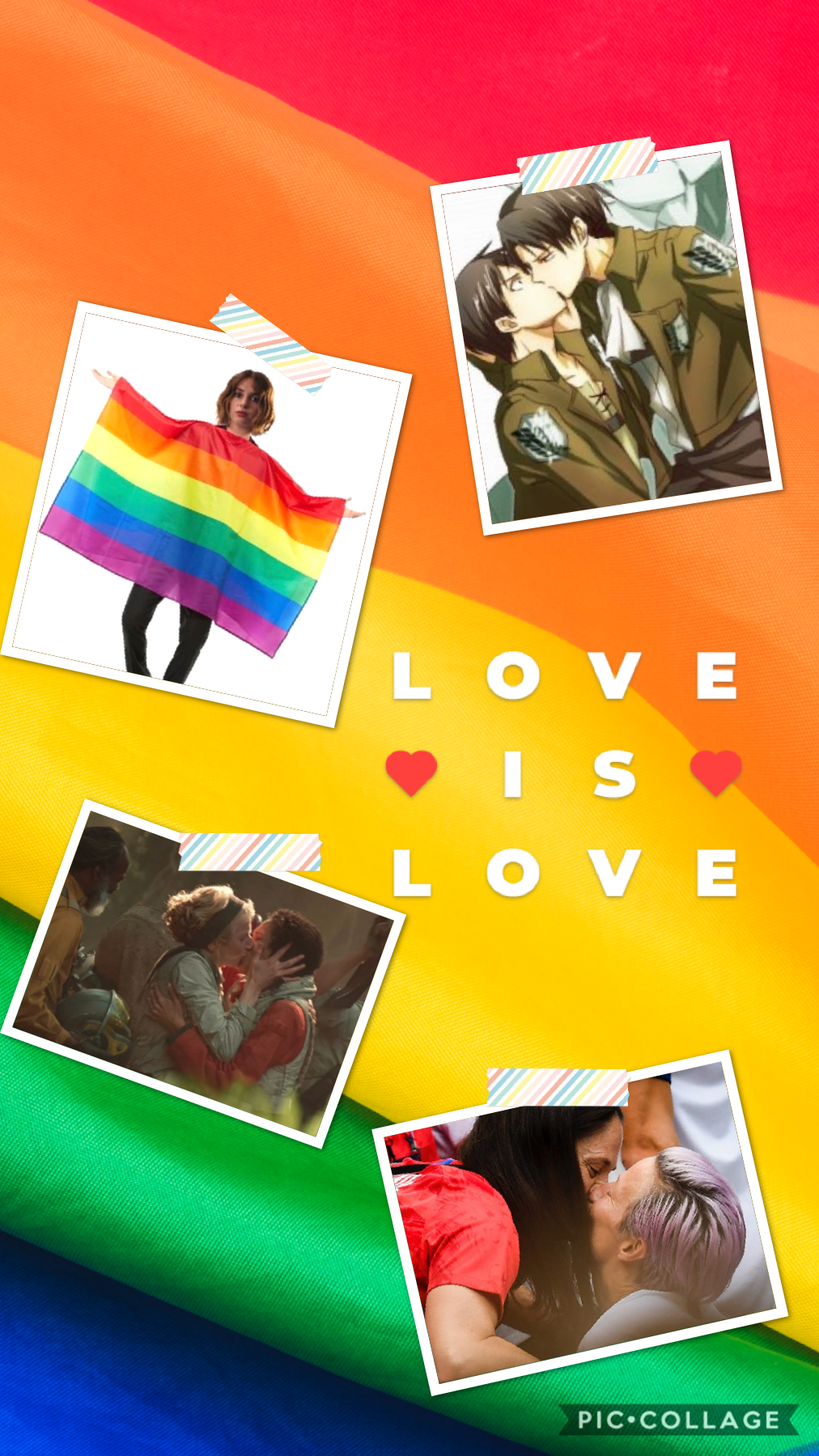 My favorite Gay couples from Attack on Titan, Stranger Things, Star Wars, and the USWNT. Happy Pride Month ♥️
