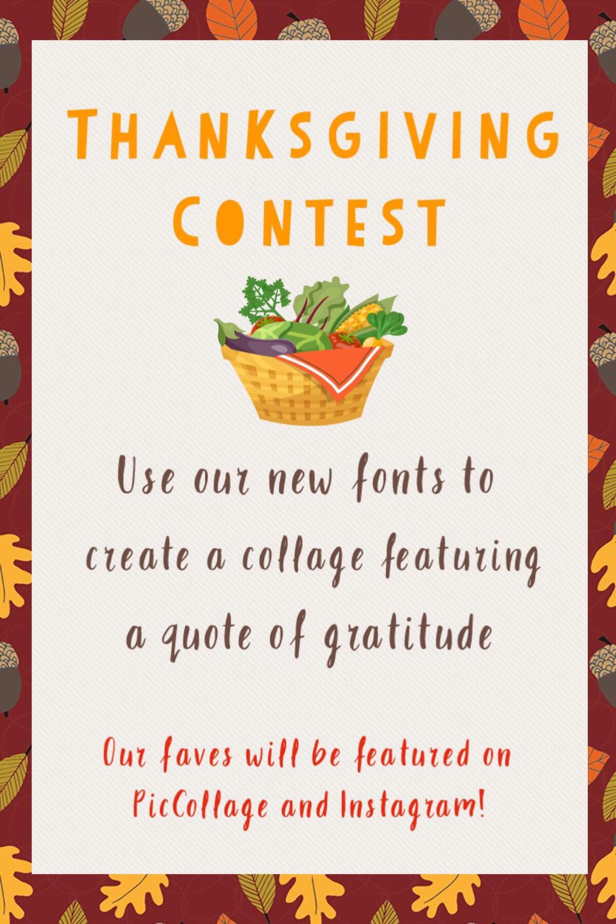Check out our Thanksgiving Contest! Deadline is November 22, 2018! 🦃