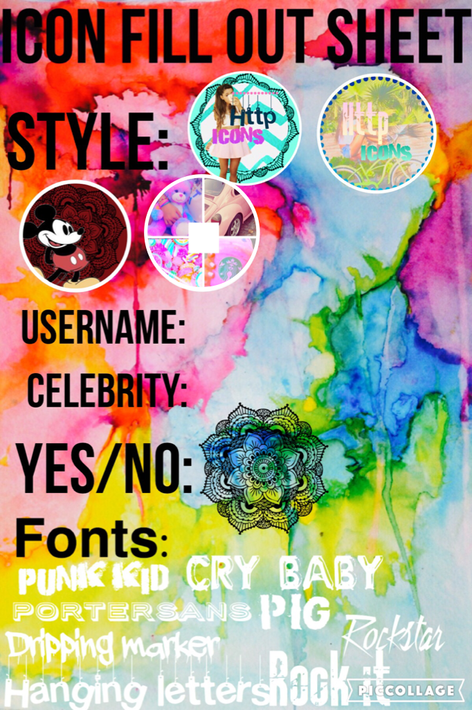Icon fill out sheet! Please request an icon