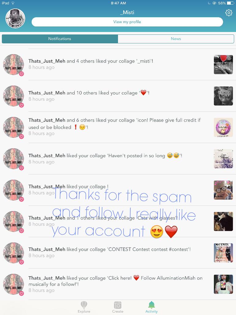 Thanks for the spam and follow. I really like your account 😍❤️