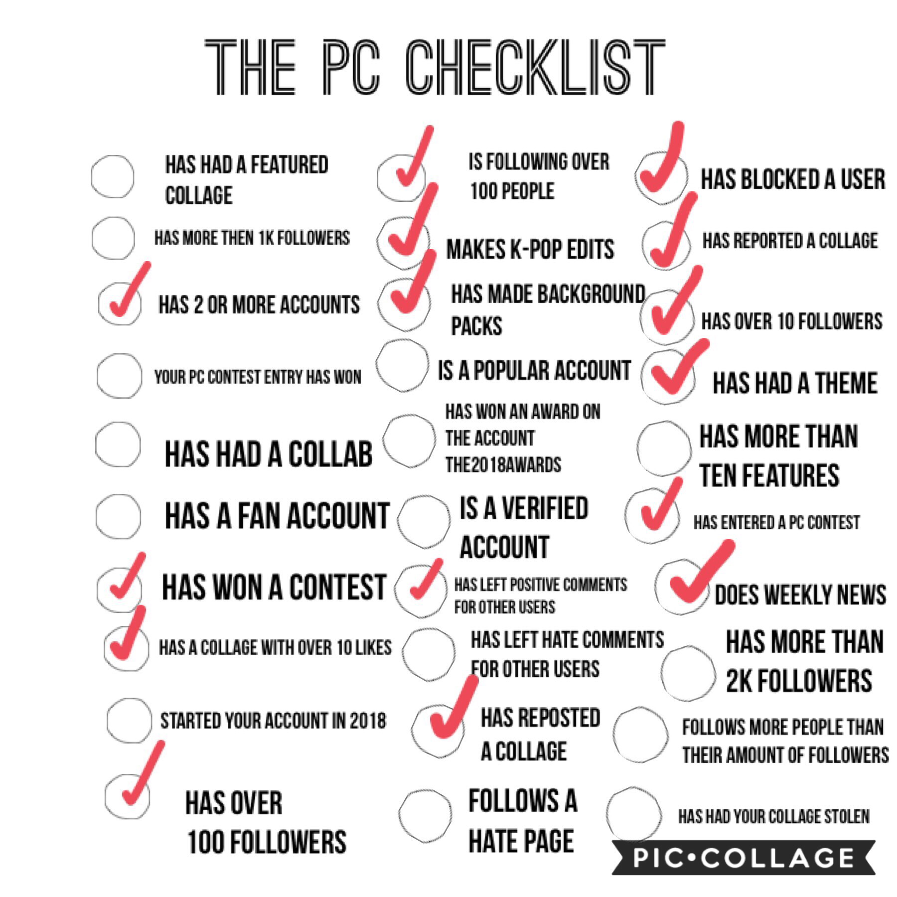 Do the checklist in the remixes and post it on your account, I have included a plain version in the comments for you to use