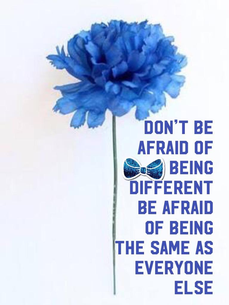 Don’t be afraid of being different be afraid of being the same as everyone else 