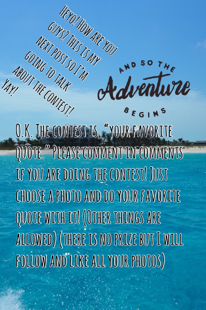 🌊click🌊



O.K. The contest is, “your favorite quote.” Please comment in comments if you are doing the contest! Just choose a photo and do your favorite quote with it! (Other things are allowed) (there is no prize but I will follow and like all your photo