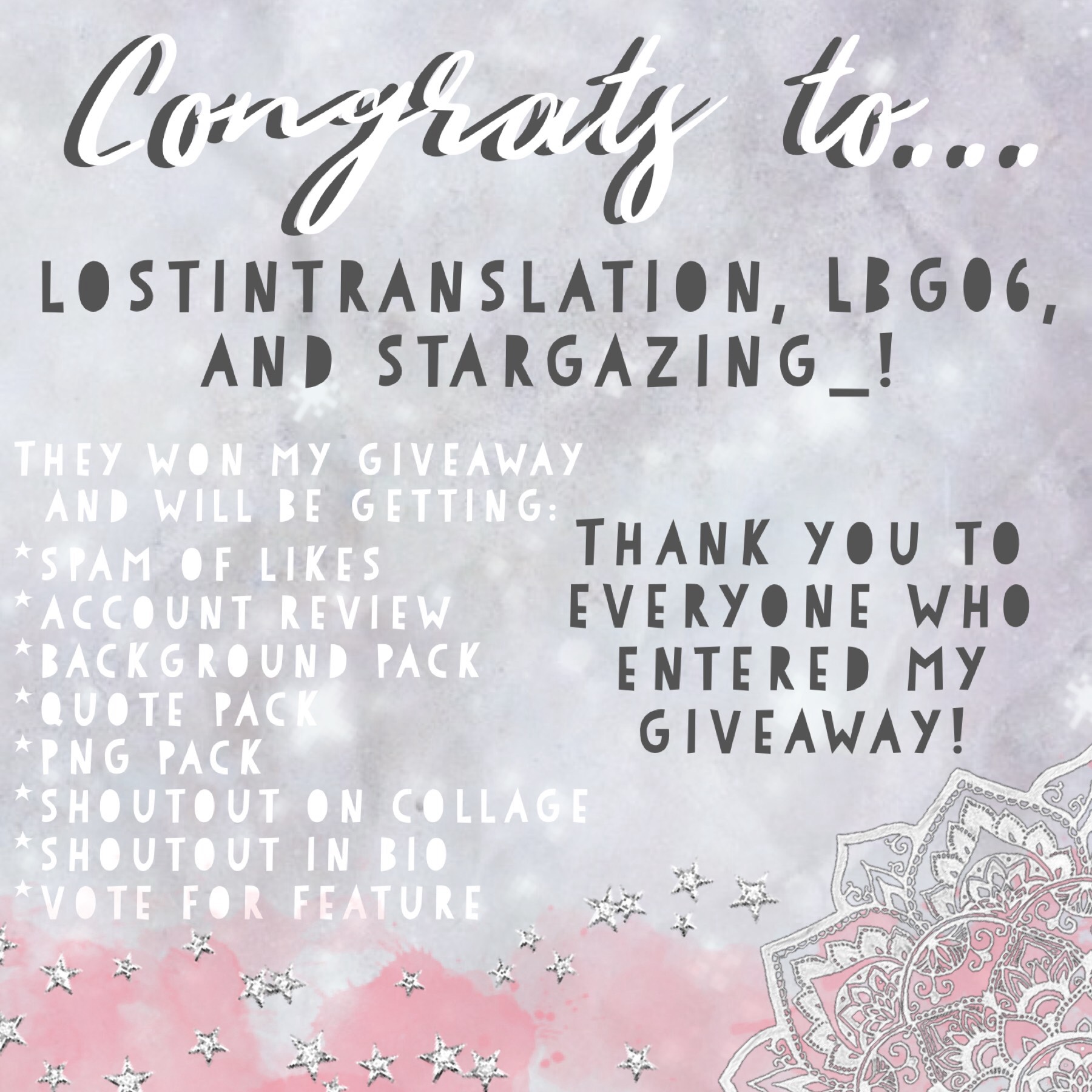Giveaway winners! 💖 Ty to everyone who entered! 