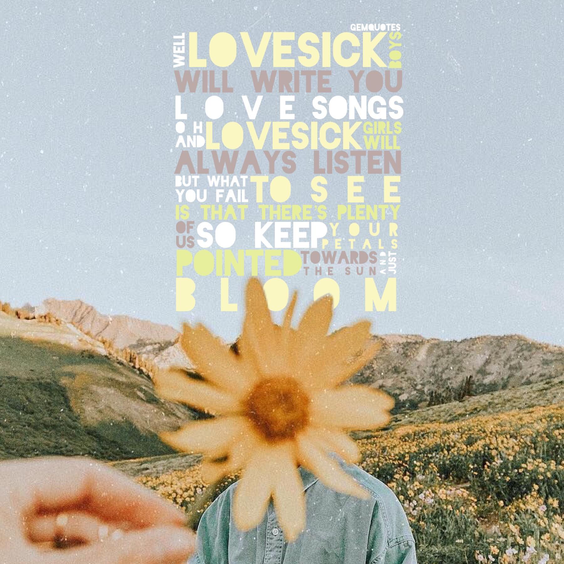 “🌼TAP🌼”
“Lovesick Boys” by Conan Gray💕 inspired partly from @Triplet-klf again because that girl is SO TALENTED. Waiting impatiently for “The Eldest Curses” to get here and listening to Troye Sivan💗 sending lovely vibes and sunshine~~☀️❤️