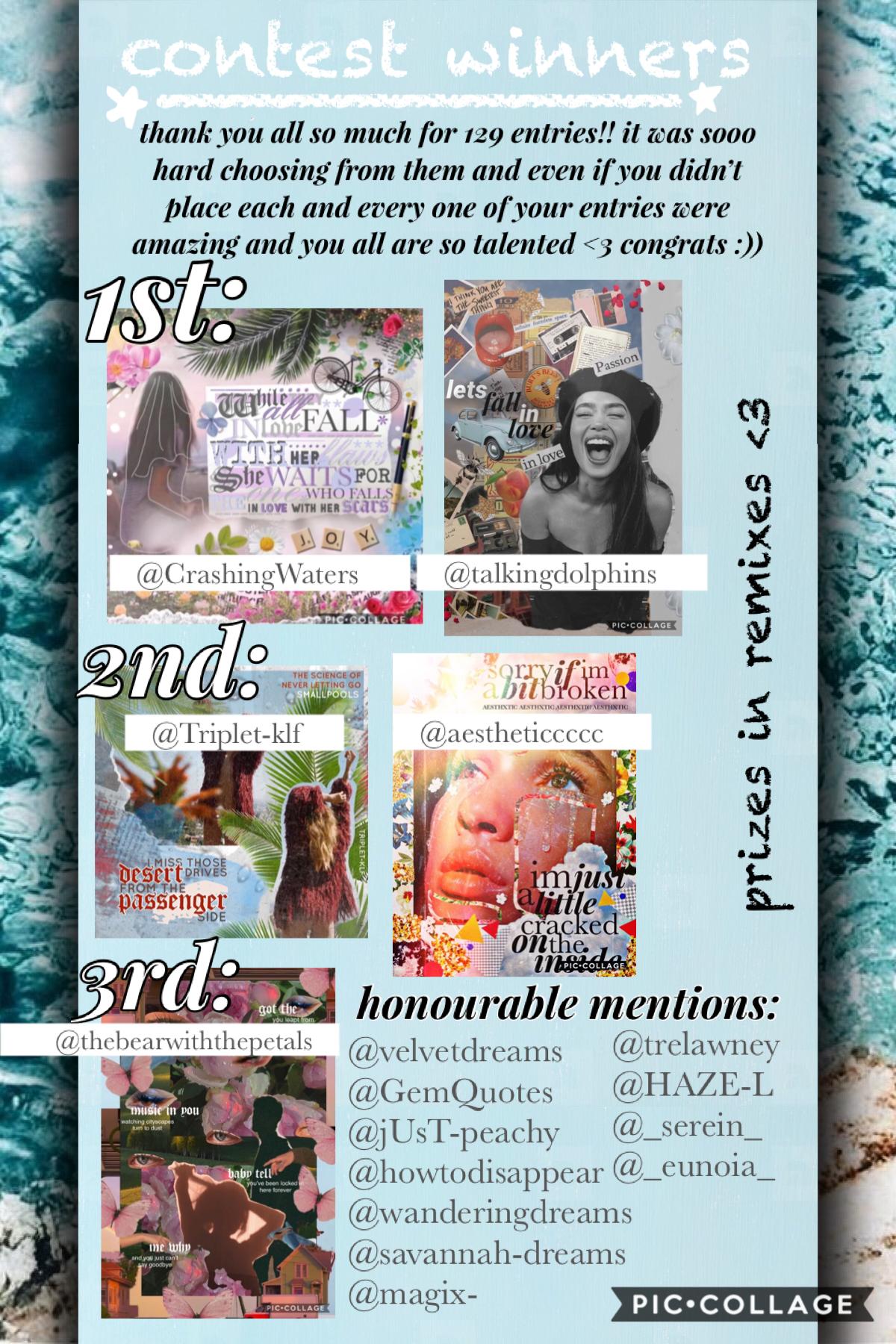 contest results🦋💗pls don’t feel disheartened if you didn’t place, all your entries were amazing and it was so hard to choose <3 💝🥰layout credit:@dancingflowers 