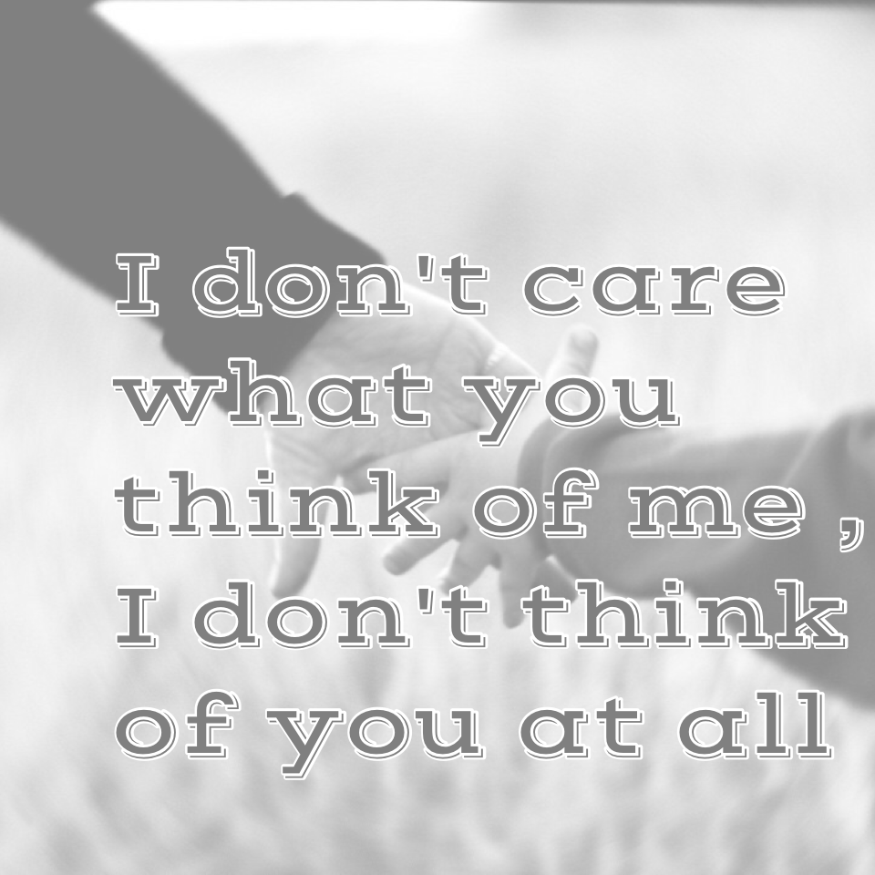 I don't care what you think of me ,  I don't think of you at all 