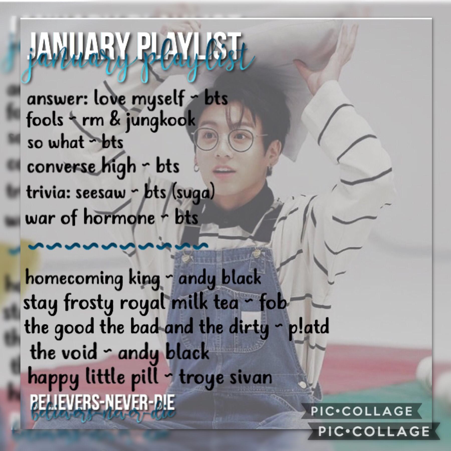 💙january // tap💙

here’s my monthly playlist for you! i learned the fake love dance with my friend and i have no idea how my boys do it every day and sing tbh. it’s really fun to do thoughhhh
q// fav. bts dance?
a// fake love or bs&t