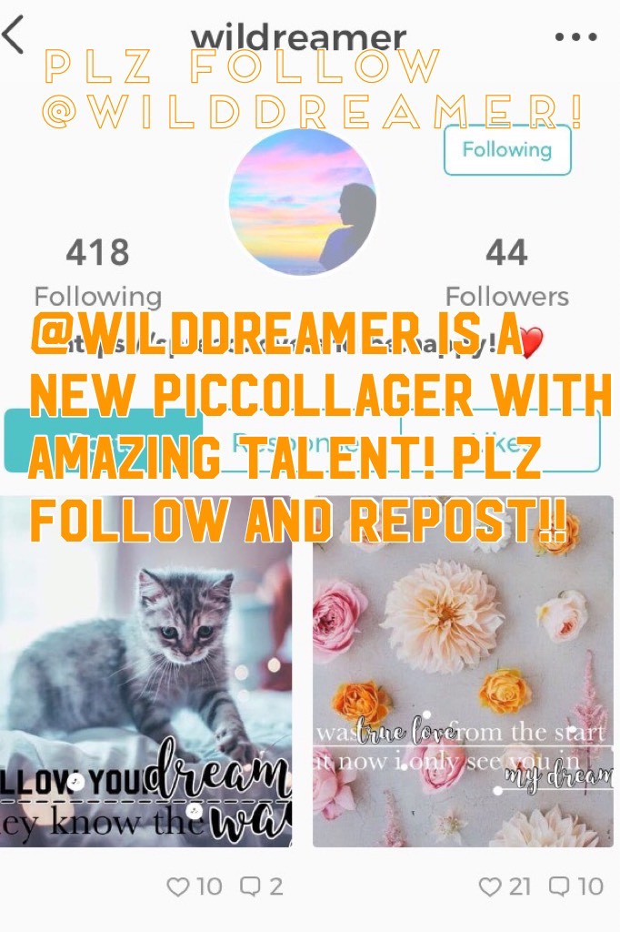 🎨Click!🎨
@wilddreamer is a new PicCollager with AMAZING talent! PLZ follow and repost!! Tysm everyone😘💕💗💗💗