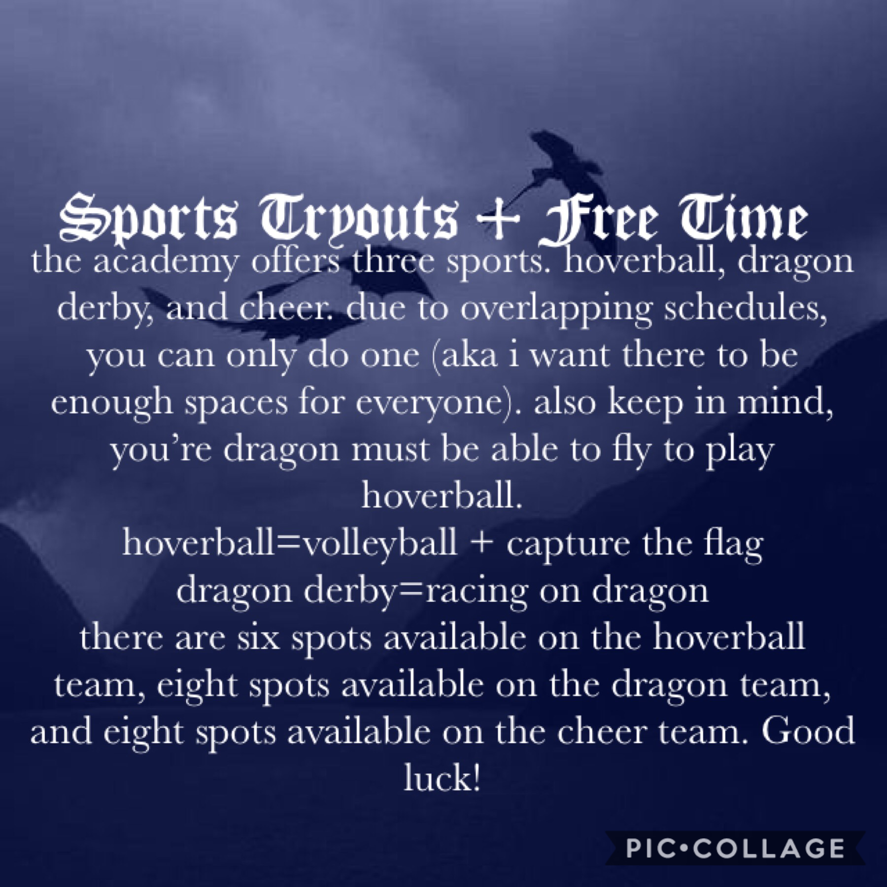 🖤Sports Tryouts + Free Time🖤