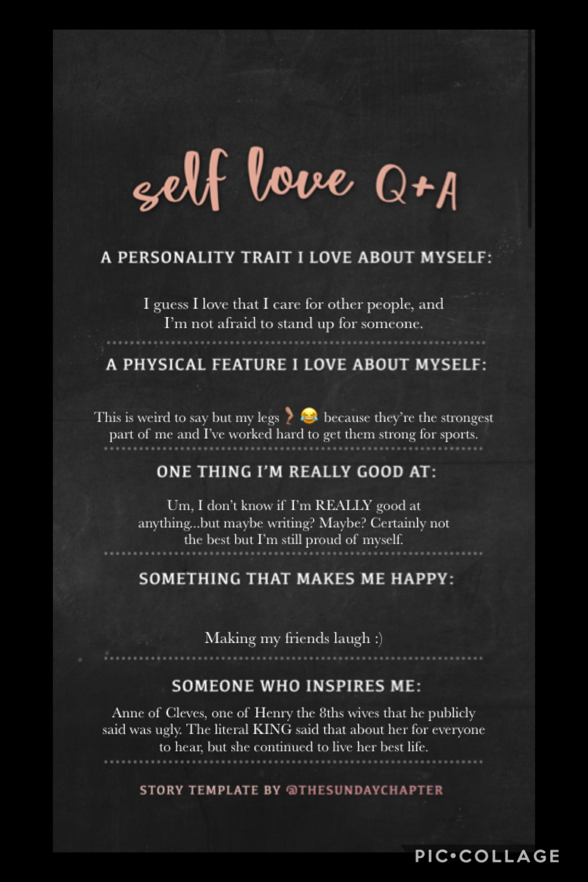 y’all should go fill this out cuz ik u need some self love homie ok GO FILL THIS OUT U AMAZING HUMAN BEAN AND I LOVE YOU AND DONT EVER FORGET IT

i needed this too ngl and i was crying yesterday filling this out soooo FUN ok go fill it out😂