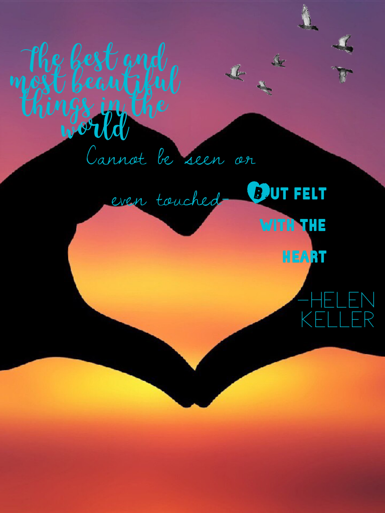 "The best and most beautiful things in the world can not seen or even touched- but felt with the heart." -Helen Keller