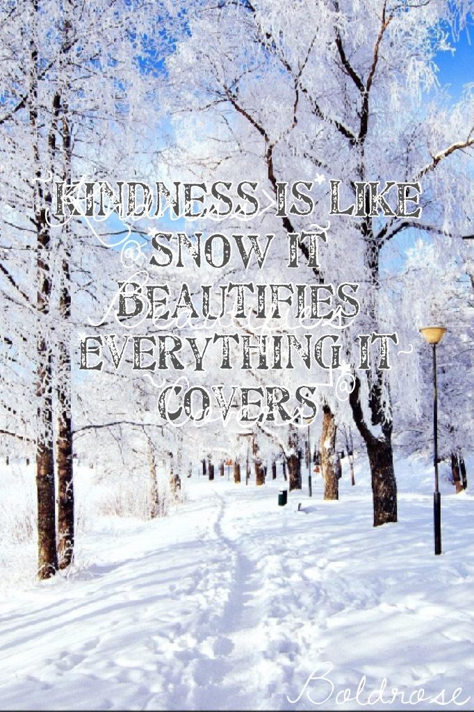 Kindness is like snow it beautifies everything it covers