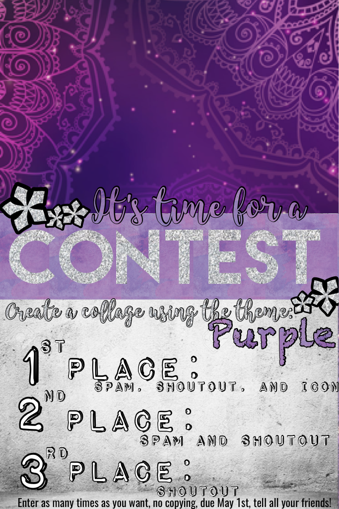 Contest!!!
Please enter and tell your friends! We want this to be a real contest, not giving away the prizes to the only 3 people who enter. 😋