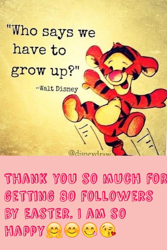 Thank you so much for getting 80 followers by Easter. I am so happy🤗😊😋😘