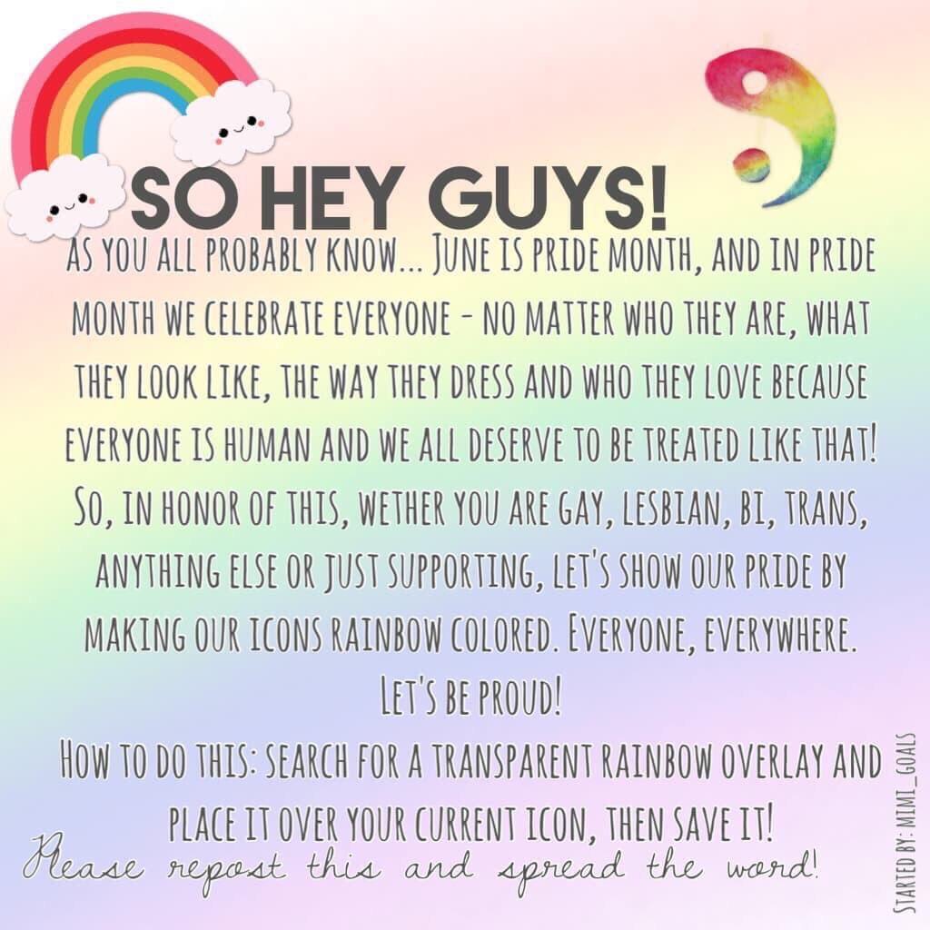Happy Pride Month!🏳️‍🌈this was started by @mimi_goals last year, and it’d be really cool if everyone did it again❤️we celebrate everyone, no matter what☮️because each and every person is unique, fantastic, and deserves to not feel áshamed for who they are