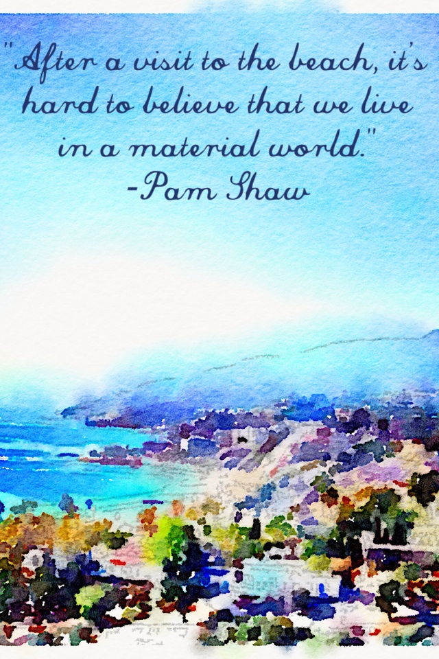 "After a visit to the beach, it’s hard to believe that we live in a material world."
-Pam Shaw
