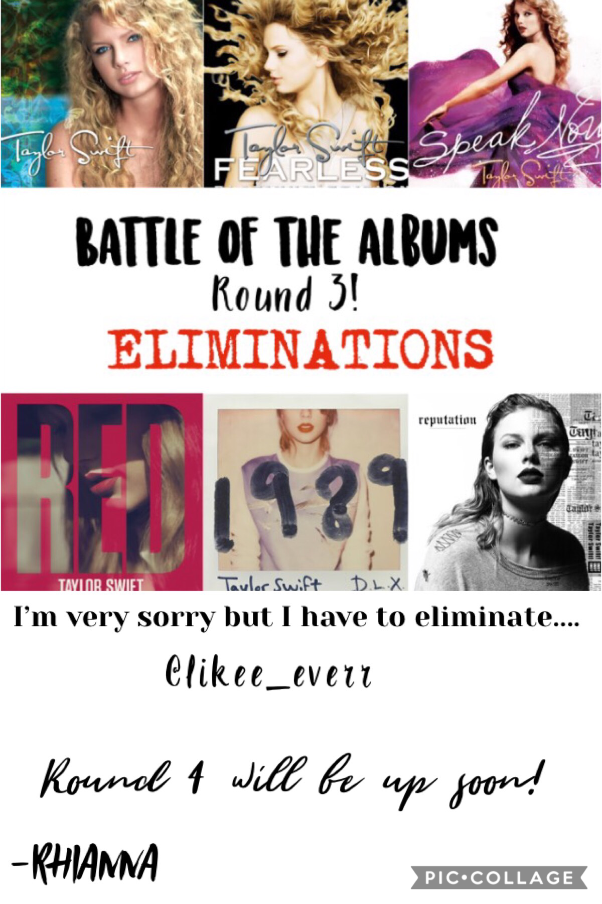 Eliminations! Again I’m so sorry if you were eliminated! 