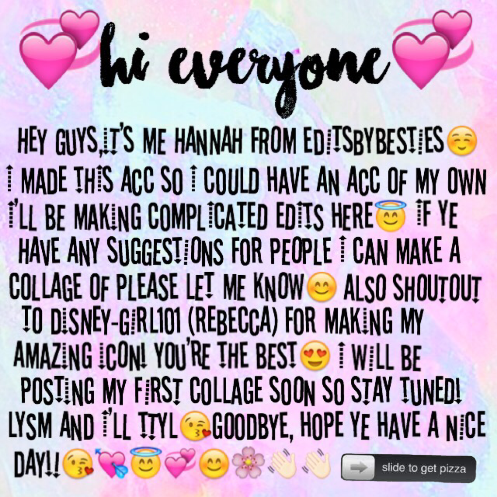 💞Click💞
Hey guys,I'm really excited to be on my new acc😍I really want to make a few friends along the way😇Please follow my bestie Disney-Girl101 and our shared acc EditsByBesties🙏🏻💘Luv ye😘👋🏻