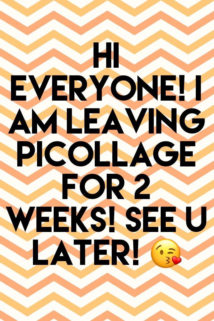 Hi everyone! I am leaving picollage for 2 weeks! See u later! 😘